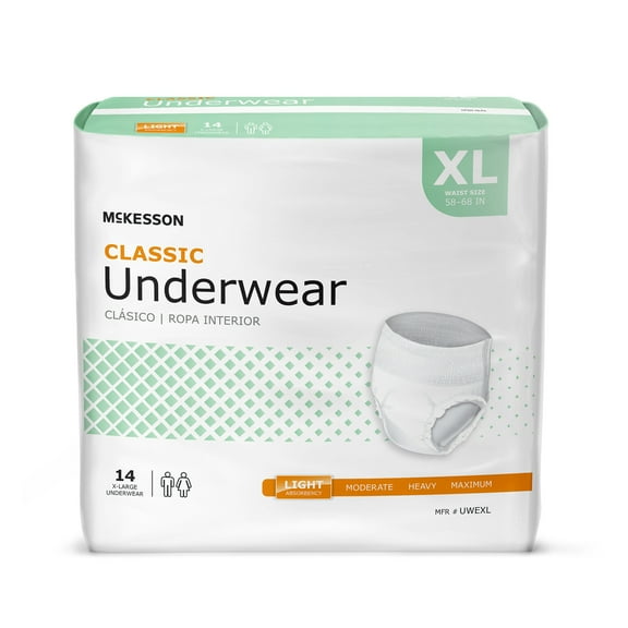 McKesson Classic Underwear, Incontinence, Light Absorbency, XL, 56 Ct