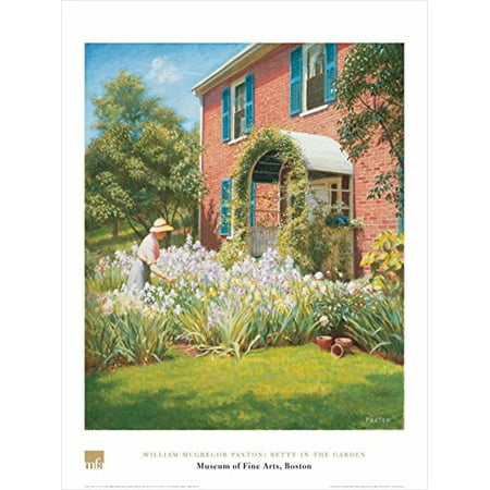 Mcgregors Garden - Betty The Garden by William McGregor Paxton 32x24 Art Print Poster Floral Landscape