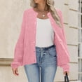 thumbnail image 5 of Stichou 2025 Cardigan Sweaters for Women Long Sleeve Chunky Knit Cardigan Crew Neck Button Down Fall Fashion Clothes Pink L, 5 of 5