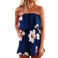 thumbnail image 2 of HBYJLZYG Women's Strapless Off Shoulder Floral Print Romper, Sleeveless Loose Fit Summer Beach Outfit with Elastic Waist and Wide Leg Shorts for Vacation, 2 of 6