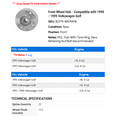 thumbnail image 2 of Front Wheel Hub - Compatible with 1990 - 1999 Volkswagen Golf 1991 1992 1993 1994 1995 1996 1997 1998, 2 of 2