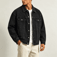 thumbnail image 3 of Akmaiox Men's & Big Men's Denim Jacket Button Up Long Sleeve Shirts Regular Fit Jean Trucker Jacket with Pockets Black XXL, 3 of 7