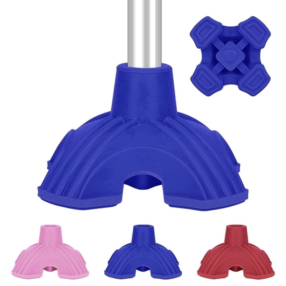 SupreGear 3/4 inch Quad Cane Tip, Anti-Slip Rubber Base, Durable Replacement Feet for Walking Sticks, Blue