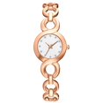 thumbnail image 1 of Reloj de aleación de moda Reloj de pulsera de cuarzo con pantalla analógica y esfera redonda (blanco dorado rosa), 1 of 6