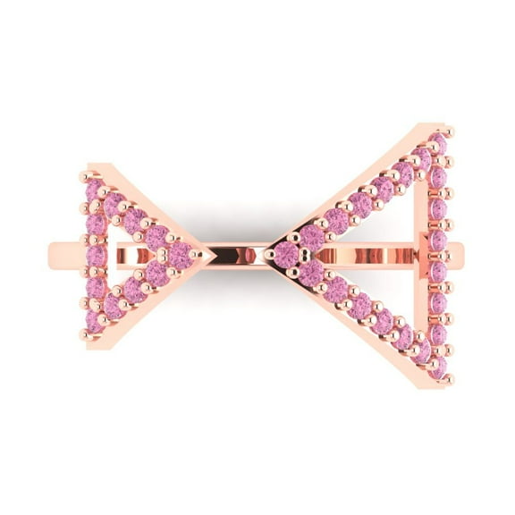 0.2475 ct Round Cut Simulated Pink Diamond Statement 18K Rose Gold Womens Engagement Ring