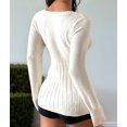 thumbnail image 6 of Women'S Boat Neck Cable Knit Sweater, Long Sleeve Off Shoulder Ribbed Slim Fit Pullover Tops Cute Fall Outfits White S, 6 of 9