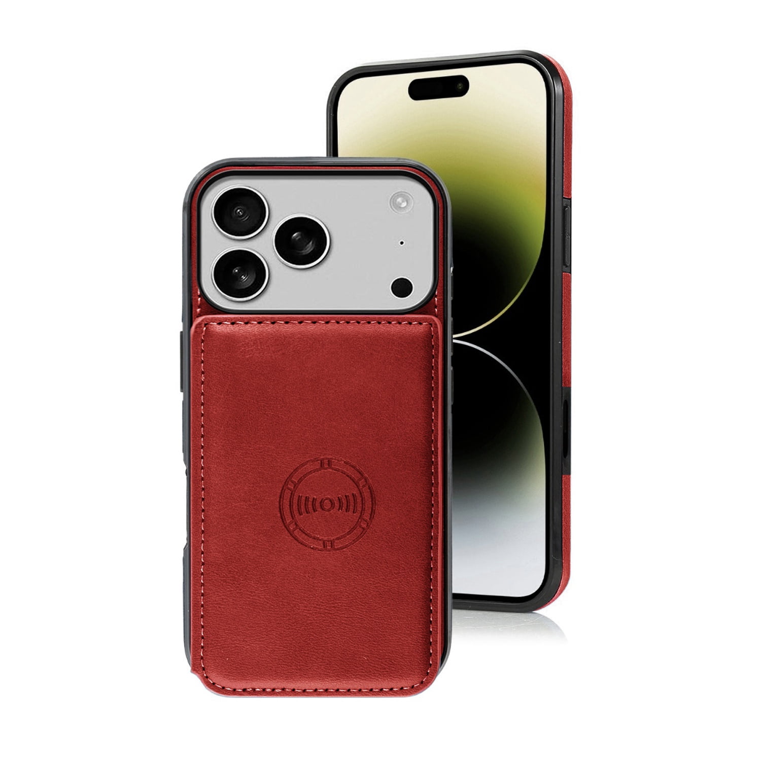 Leather Card Storage Phone Case for iPhone 17 Pro Max - Red