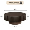 thumbnail image 5 of Noble House 31.5" Round Fluted Drum Coffee Table, Solid Wood Modern Center Table for Living Room, Espresso, 5 of 9