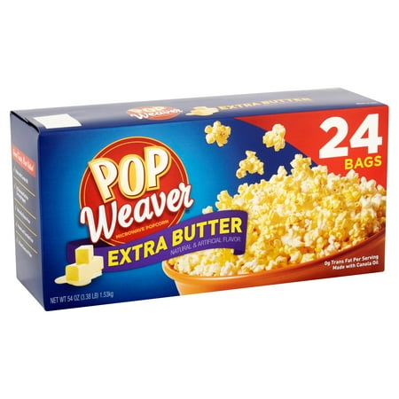 (4 Pack) Pop Weaver Extra Butter Microwave Popcorn Bags, 24 count, 54 oz