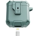 thumbnail image 4 of ELEHOLD for Airpods 1 & 2 Rugged Case, Secure Lock Clip Auto Pop-Out Lid Keychain Armor Shockproof Bumper Military Grade Full-Body Hard Protective Cases for Men Women,Darkblue+Green, 4 of 7