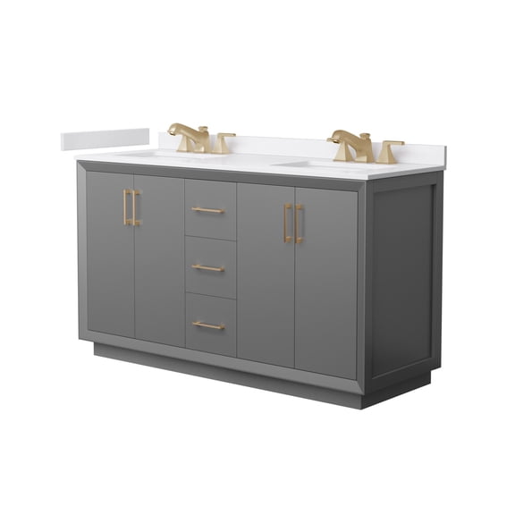 Wyndham Collection Wcf4141-60D-Vca-Us3mxx Strada 60" Free Standing Double Basin Vanity Set
