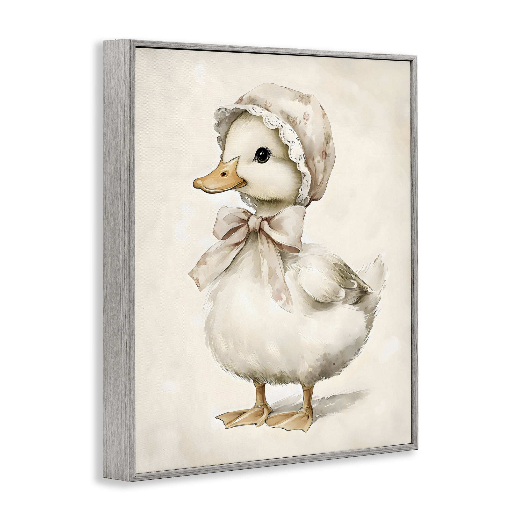 Stupell Industries Duck Wearing Bonnet Gray Framed Giclee Art, design by Arlington Prints