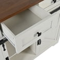 thumbnail image 2 of White Farmhouse Kitchen Island with Power Outlet & Sliding Barn Doors - 53.7” Rolling Kitchen Cart for Kitchen & Dining Storage, Drop Leaf Design, 2 of 45