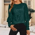 thumbnail image 2 of womens tops Style Loose Long Sleeved Sequin Crewneck Top T Shirt, 2 of 5