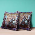 thumbnail image 2 of Amrita Sen Designs  26 x 26 in. Tree Oil Duo Broadcloth Indoor & Outdoor Zippered Pillow - Cream, Blue & Brown, 2 of 4