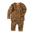 thumbnail image 2 of Esaierr Newborn Girls Boys Pajamas High-Waisted Warm Long-Sleeved Top and Trousers Two-Piece Leopard Print Home Clothes 2-6Y, 2 of 5