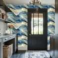 thumbnail image 6 of Peel and Stick Wallpaper Contact Paper Blue Gold Granite Marble Look Ocean Decorative Fluid Patterns Self Adhesive and Removable 17.7in x 118in, 6 of 8