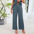 thumbnail image 5 of ylioge Waffleknit Pajama Sets for Women with Pockets 2 Piece Loungewear Outfits Womens Casual Solid Color Short Sleeve Tops and Pants Homewear Pajamas, 5 of 8