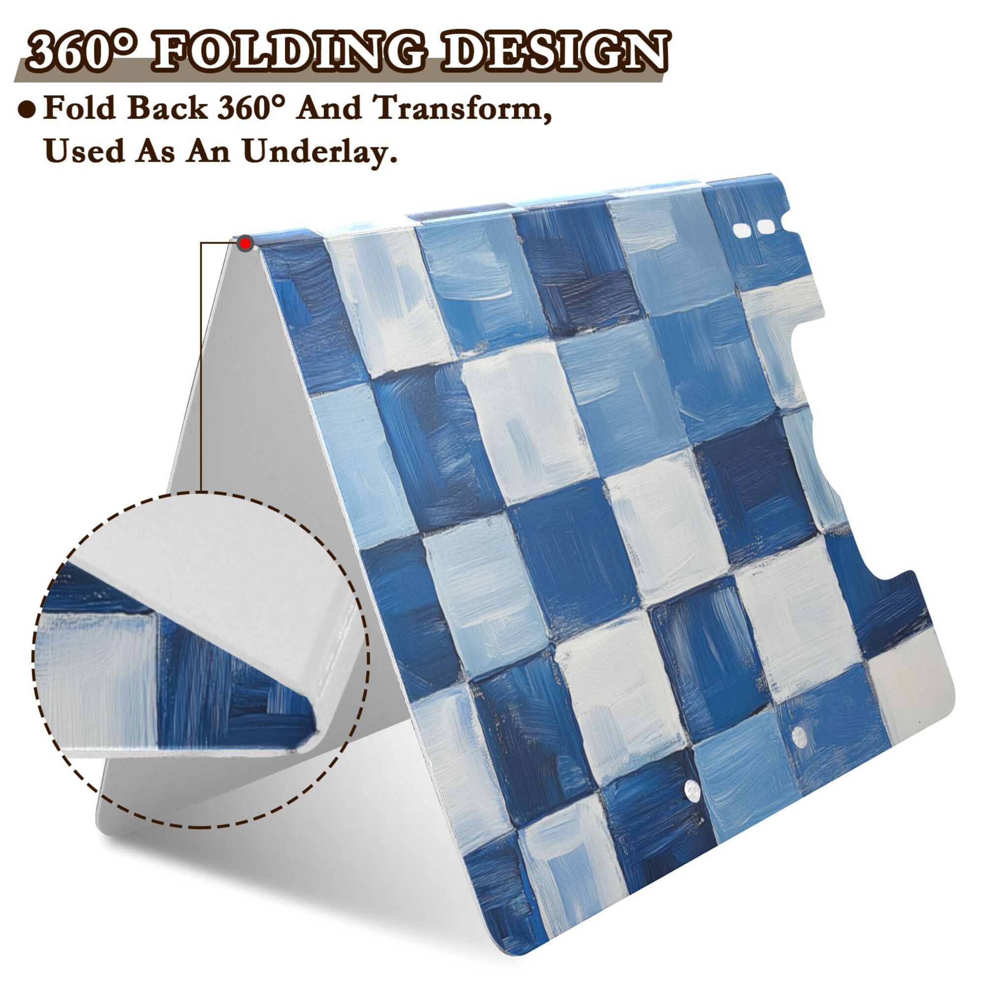 FORMRS A4 Clipboard Folder with Pen Holder Horizontal Foldable School Office Binder, Blue and Gray Plaid Pattern