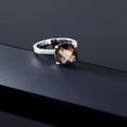 thumbnail image 4 of Gem Stone King Cushion Checkerboard Brown Smoky Quartz (3.19 Ct) in 925 Sterling Silver Ring, 4 of 5