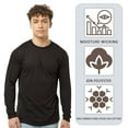 thumbnail image 3 of Tultex Men’s Poly-Rich Long Sleeve T-Shirt 65/35 Polyester/Ring-Spun Cotton Heavyweight Plain Tee (Black+White-2PCS, XL), 3 of 7