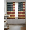 thumbnail image 3 of Retro Red Blue USA Flag Curtains 72 Inch Length, Sheer Curtains for Bedroom Living Room Window American Flag Vintage Rod Pocket Voile Drapes Kitchen Curtains Small Half Window 52"x72" 2 Panels, 3 of 7