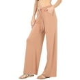 thumbnail image 4 of Womens & Plus Comfy Stretch Solid Drawstring Wide Leg Lounge Pants (Ivory, 2X), 4 of 4