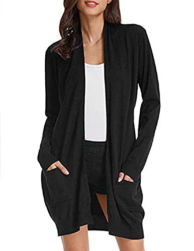BH B.I.L.Y USA Women's Open Front Lightweight Jersey Classic Long Sleeve Cardigan 