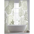 thumbnail image 5 of Coastal Sage Green Sheer Curtains 96 Inch Length 2 Panels Set, Ocean Coral Starfish Shell Modern Voile Window Treatment Semi Sheer Long Curtains Drapes for Bedroom/Living Room/Kitchen 52"x96"x2, 5 of 7