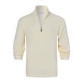 thumbnail image 2 of Men's Half Zip Knit Sweater with High Neck, Ribbed Long Sleeve Pullover, 2 of 8