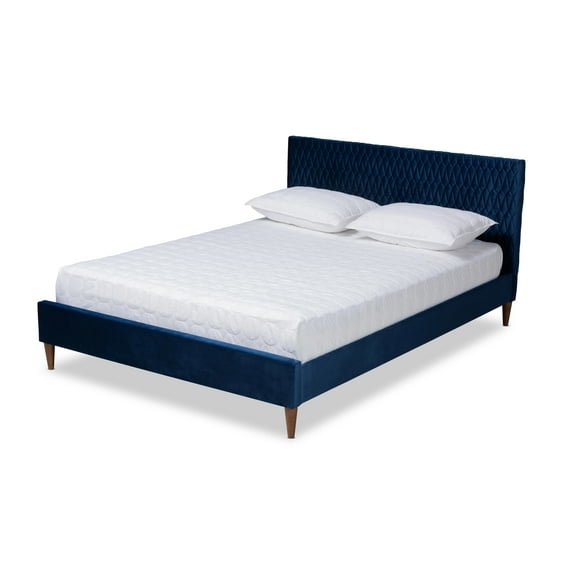 Baxton Studio Frida Glam and Luxe Royal Blue Velvet Fabric Upholstered Full Size Bed