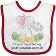 thumbnail image 3 of Inktastic I'll Never Forget That My Great Grandma Loves Me Elephants Boys or Girls Baby Bib, 3 of 4