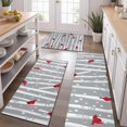 thumbnail image 2 of Gray Christmas Cardinal Bird Pattern Kitchen Rugs Sets Of 3,Kitchen Runner Rugs Non Skid Washable,Decorative Kitchen Floor Mats for Kitchen,Sink,Laundry,17"x30"+ 17"x47" + 17"x59", 2 of 6