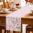thumbnail image 5 of Table Runner - 48 Inch Long, Pink Easter Kitchen Dining Table Runner Dresser Scarves, Spring Easter Bunny Eggs Floral Buffalo Plaid Farmhouse Decor for Coffee Tables Wedding Party Banquet, 5 of 8