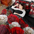 thumbnail image 5 of Homewish White Red Rose Twin Bedding Sets 7-Piece, Romantic Anniversary Flower Bedding Comforter Set, Bohemian Damask Print Reversible Sheet Sets, Lightweight Room Decor, 5 of 8