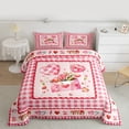 thumbnail image 2 of Manfei Pink Flower Tulip Bedding Comforter Set,Valentines Gifts Twin Comforter Sets,Cute Loves Print Bedding Set For Girls Kids,Ultra Soft Home Decor Reversible,2-Piece, 2 of 8
