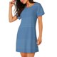 thumbnail image 2 of Easygdp Blue Gingham Camisón de manga corta para mujer, informal, estampado, 2 of 6
