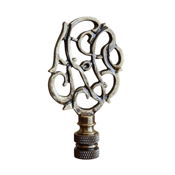 Williamsburg Cipher Lamp Finial Antique Brass, 3"h