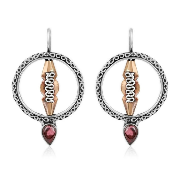 Natural Ruby Pear-Cut Dangle Earrings in 925 Sterling Silver – Handmade Bezel-Set Red Gemstones with Fish Hook Backs, Jewelry Gift for Women