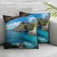 thumbnail image 3 of Orinice Rocky Beach, Cave, Ocean Graphic Decorative Pillow Cover for Home Couch Living Room Bed Sofa 12x12in, 3 of 5