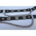 thumbnail image 3 of Black Unisex Chains Boots Pair Leather Straps Silver Metal Skulls, 3 of 7