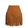 thumbnail image 5 of Fringe Skirt for Women Western Cowgirl Faux Suede A Line Mini Skirt Tassel Skirt Country Concert Outfits, 5 of 5