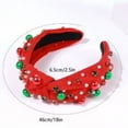 thumbnail image 7 of Christmas Headband for Women Pearl Knotted Headband Xmas Red Green Pearl Rhinestone Crystal Jeweled Hairband Red, 7 of 7