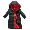 thumbnail image 1 of SYNPOS 3-11T Child Girl Boy Puffer Hooded Jacket Long Lightweight Uniform Coat, 1 of 6