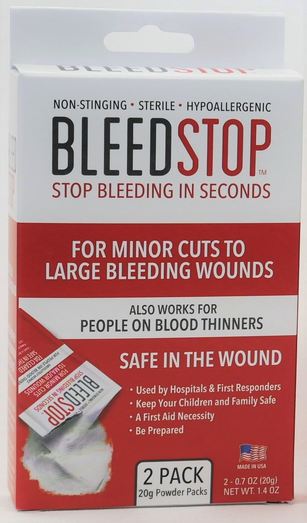BleedStop Cut & Abrasion Care Powder, 20g Pouches, 2 Pack