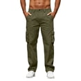 thumbnail image 6 of IAJDKMEK Men's Straight Leg Cargo Pants - Elastic Waistband Work Trousers and Hiking Pants for Casual Wear and Light Outdoor Use, Multi-Pockets,Army Green L, 6 of 6