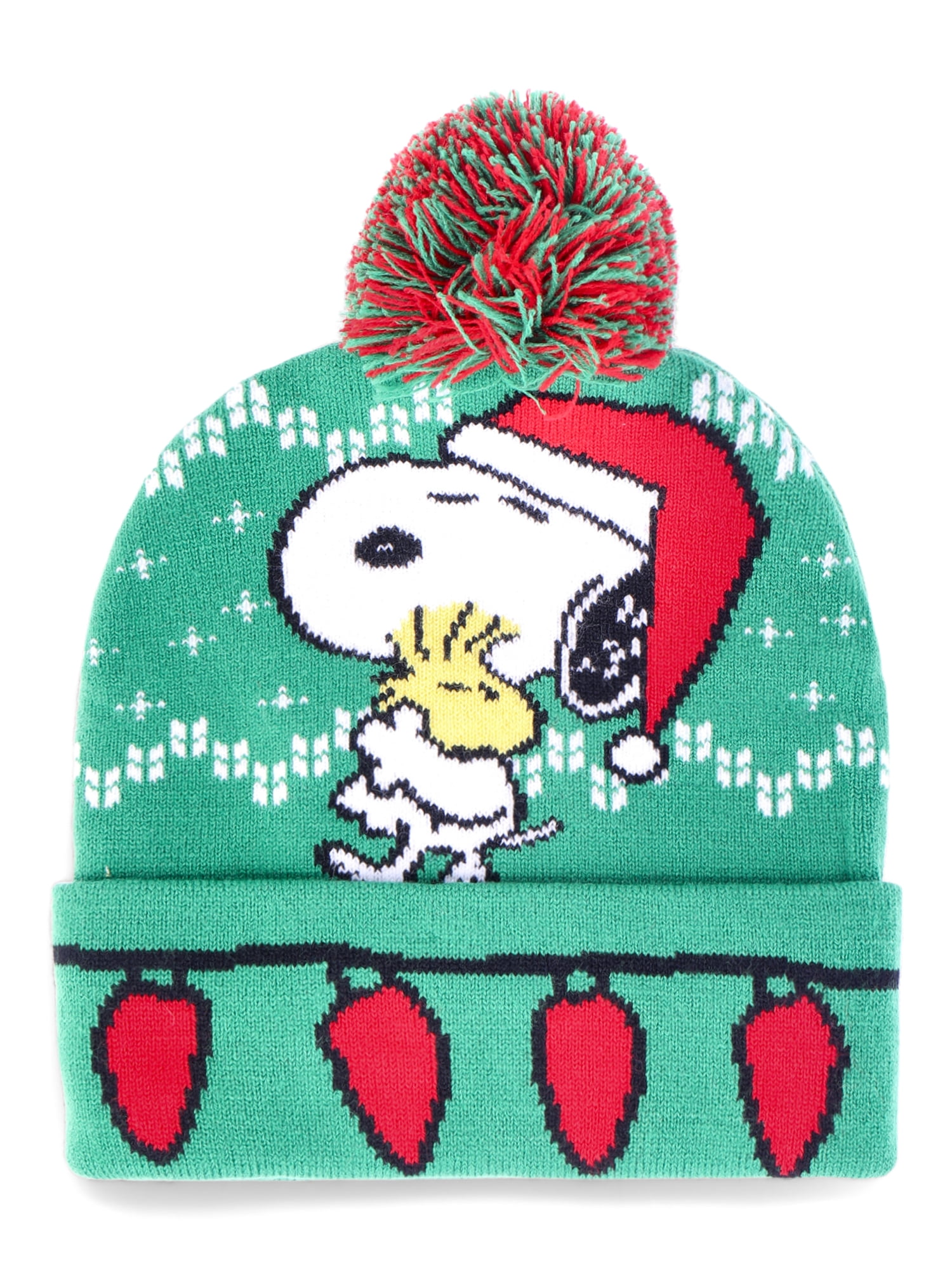 Peanuts Snoopy Pom Beanie, Green Multi-Color