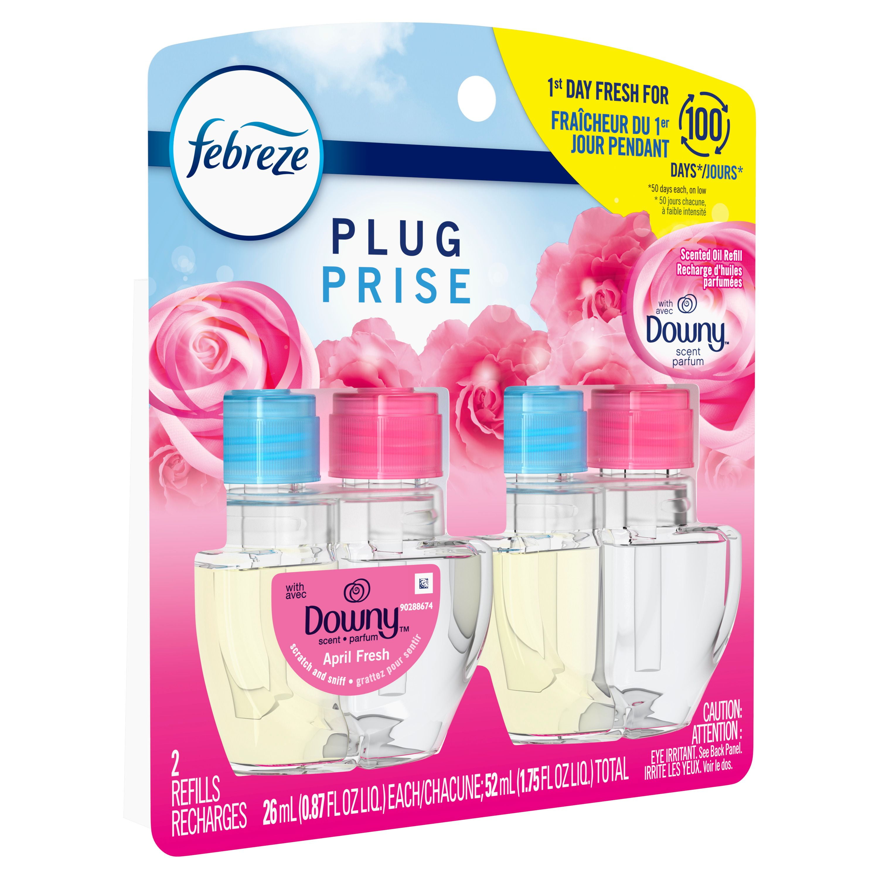 Febreze Plug In Air Freshener, Odor-Fighting Scented Oil Refill, Downy April Fresh Scent, 2 Refills, 52ML
