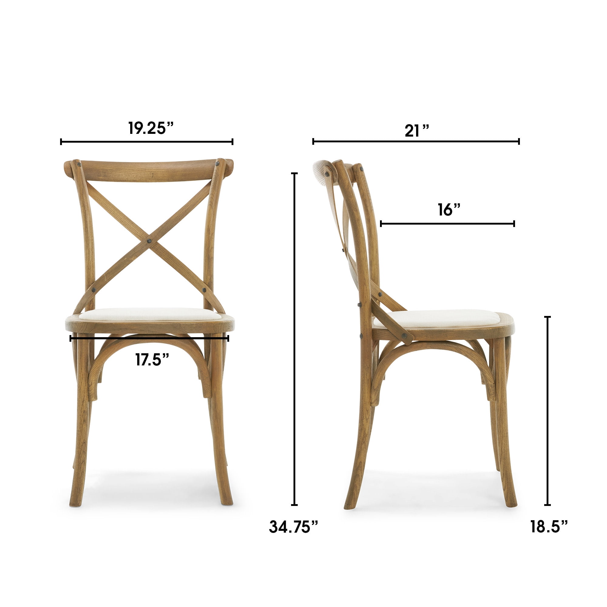 Finch Elmhurst Farmhouse Crossback Dining Chair, Vintage Cream (Set of 2)