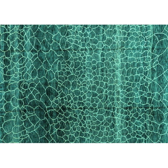 Ahgly Company Indoor Rectangle Abstract Turquoise Blue Modern Area Rugs, 5' x 8'